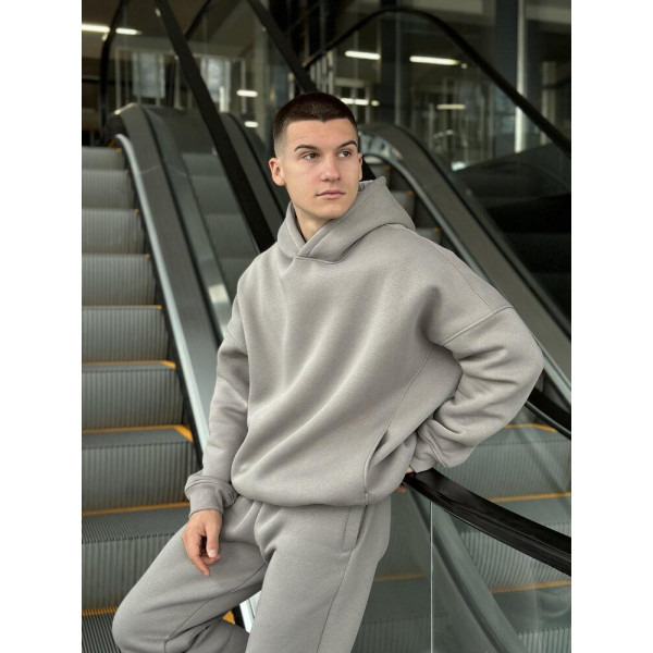 Худі чоловіче демісезонне oversize Pobedov Urbanist, сталевий, вовна
