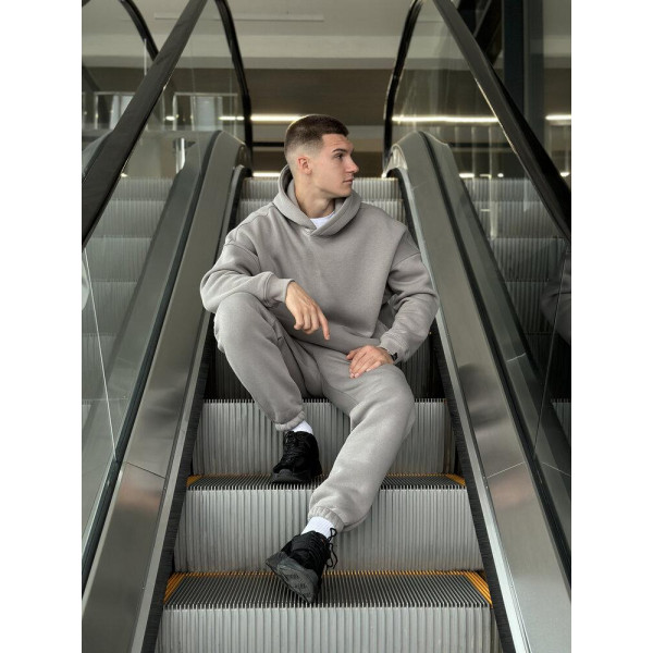 Худі чоловіче демісезонне oversize Pobedov Urbanist, сталевий, вовна