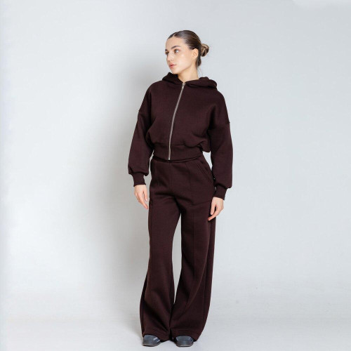 Женский спортивный костюм Pobedov Elegant шоколадный тринитка начес