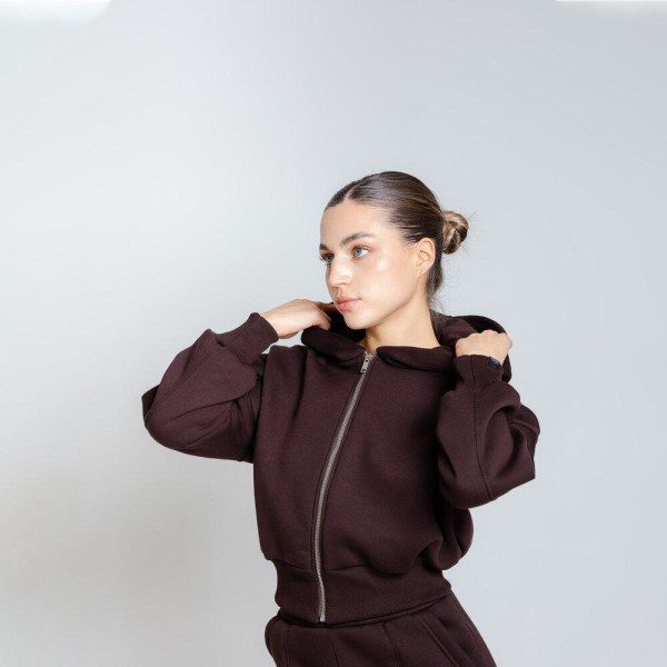 Жіночий спортивний костюм Pobedov Elegant шовковистий шоколадний тринитка начіс