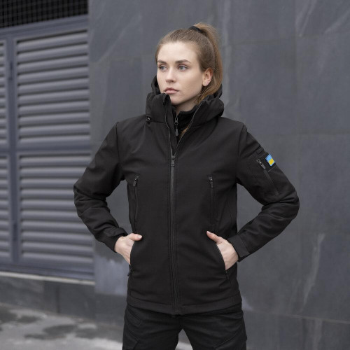 Куртка жіноча Soft Shell Pobedov Motive демісезонна чорна