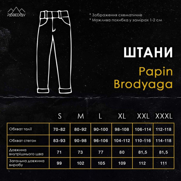Штани-карго жіночі Pobedov Papin Brodyaga з котону, хакі