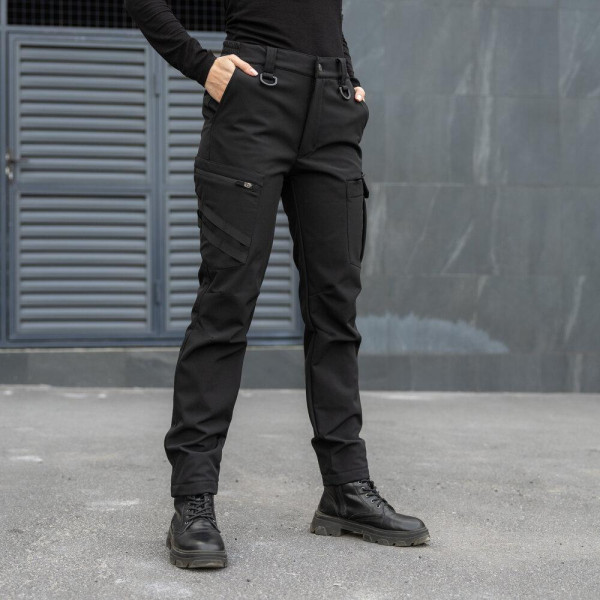 Штани-карго жіночі Pobedov Static Soft Shell, чорні