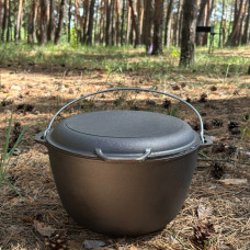 Казан туристичний Mangalzavod КТ-08КС чавунний 8л з кришкою-сковородою