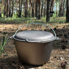 Казан туристичний Mangalzavod КТ-10КС чавунний 10л з кришкою-сковородою