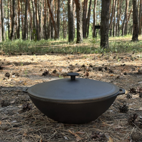 Сковорода вок чугунная Mangalzavod WOK-08 с крышкой 8л 36см