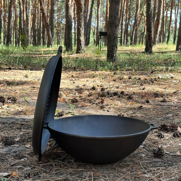 Сковорода чугунная WOK Mangalzavod WOK-08КС 8 л с крышкой-гриль