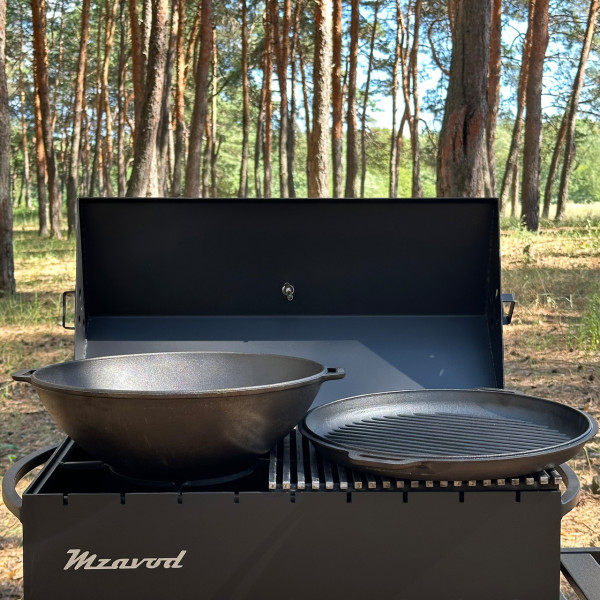 Сковорода чугунная WOK Mangalzavod WOK-08КС 8 л с крышкой-гриль