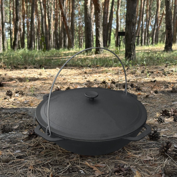 Казан азіатський Mangalzavod КА-12 чавунний 12л з кришкою та дужкою
