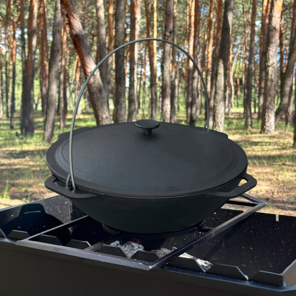 Казан азіатський Mangalzavod КА-12 чавунний 12л з кришкою та дужкою