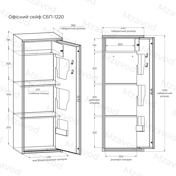 Офісний сейф Mangalzavod CБП-1220 антрацитовий з трейзером та ключевим замком
