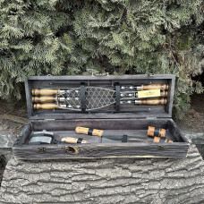 Набір шампурів Mangalzavod Майстер BBQ в темному кейсі з підставками