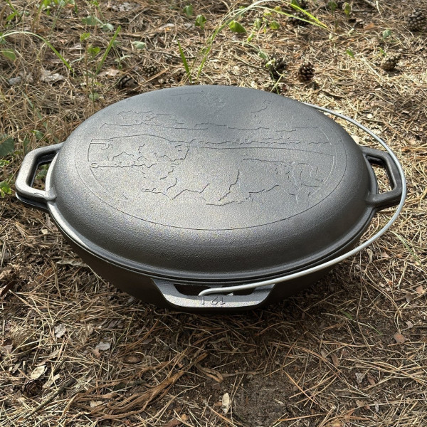 Казан азіатський чавунний Mangalzavod КА-12КС 12 л з кришкою-сковородою
