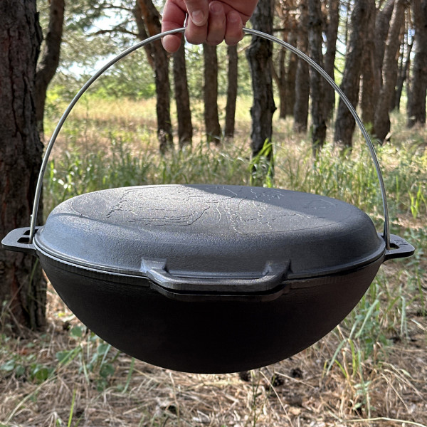 Казан азіатський чавунний Mangalzavod КА-12КС 12 л з кришкою-сковородою