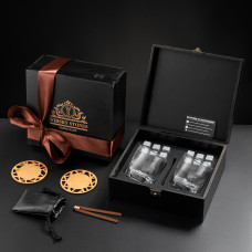Набор для виски EuroMarket STERLING с 2 бокалами и стеатитовыми камнями
