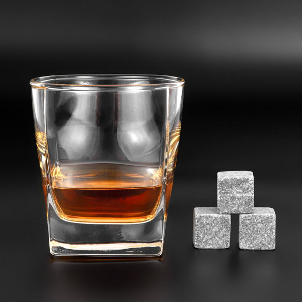 Набір для віскі EuroMarket STERLING 6 склянок з костерами та стеатитовим камінням