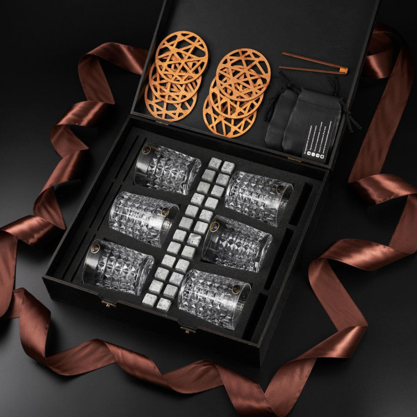 Подарочный набор для виски EuroMarket DIAMOND из богемского стекла и стеатитом