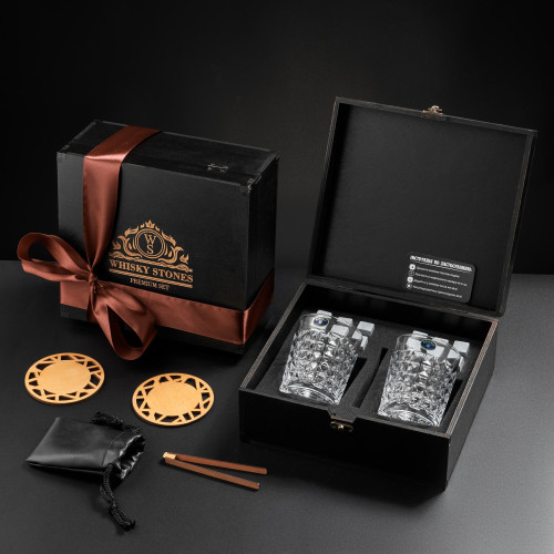 Подарочный набор для виски EuroMarket Diamond из богемского стекла и стеатитом