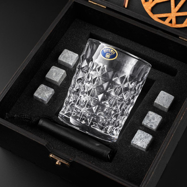 Подарунковий набір для віскі EuroMarket Diamond зі склянкою Bohemia та камінцями
