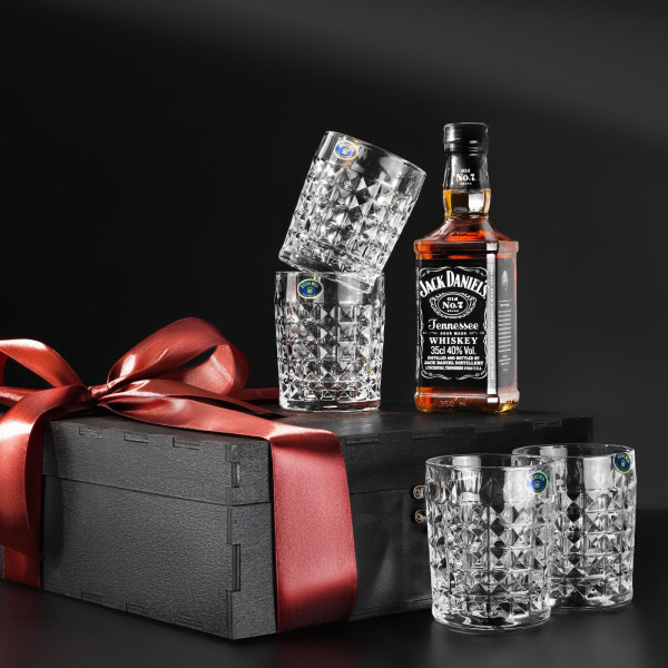 Подарунковий набір для віскі EuroMarket Diamond зі склянкою Bohemia та камінцями