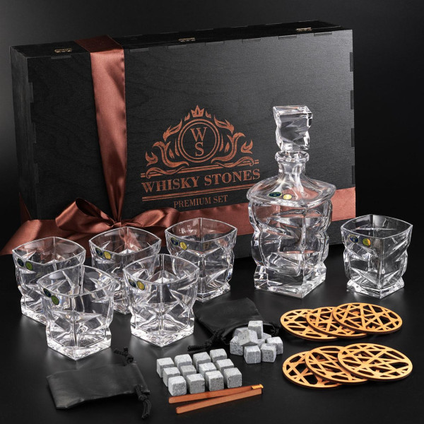 Подарочный набор для виски EuroMarket Bohemia Zig-Zag с декантером и костерами
