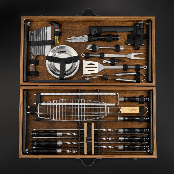 Подарунковий набір шампурів EuroMarket Трансформер G17SH горіх із кейсом-столом