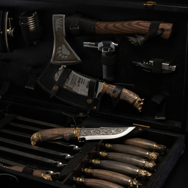 Шашличний набір EuroMarket Grills G24 чорний з дерева та латуні