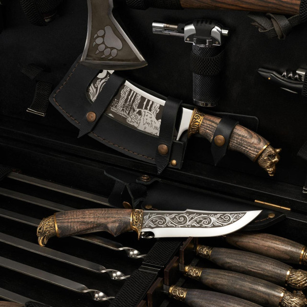 Шашличний набір EuroMarket Grills G24 чорний з дерева та латуні