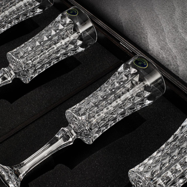 Набір для шампанського EuroMarket DIAMOND 4 келихи з богемського скла та костери
