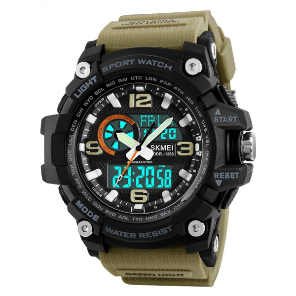 Тактические мужские часы Skmei 1283 Black-Khaki 5 ATM