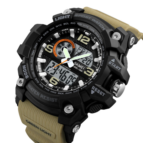 Тактические мужские часы Skmei 1283 Black-Khaki 5 ATM