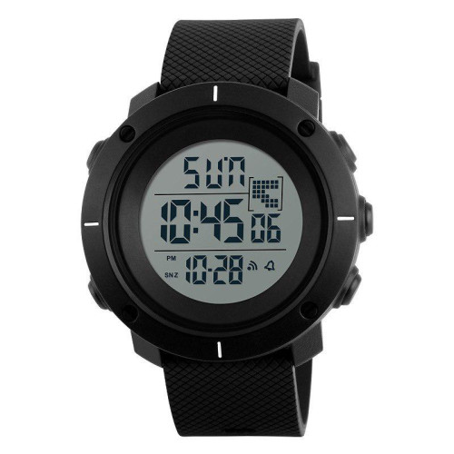 Мужские электронные часы Skmei 1213 All Black 5 ATM тактические