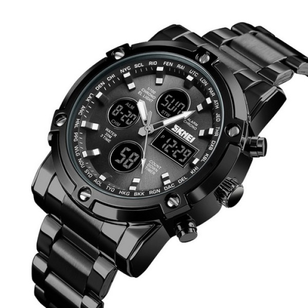 Чоловічий годинник Skmei 1389BK All Black металевий чорний