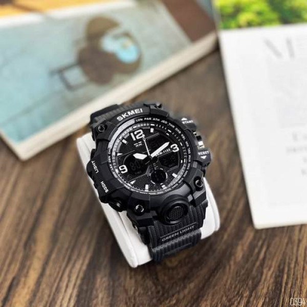 Тактичний чоловічий годинник Skmei 1155 Black з водозахистом 5 ATM