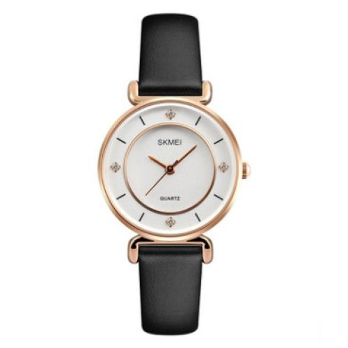 Женские часы Skmei 1330LRG Rose Gold кожаный корешок