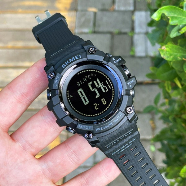 Тактические часы Skmei 1358 Black с компасом и подсветкой