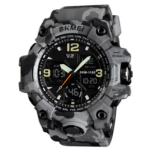 Мужские тактические часы Skmei 1155B Military Gray водозащита 5 ATM