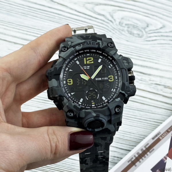Мужские тактические часы Skmei 1155B Military Gray водозащита 5 ATM