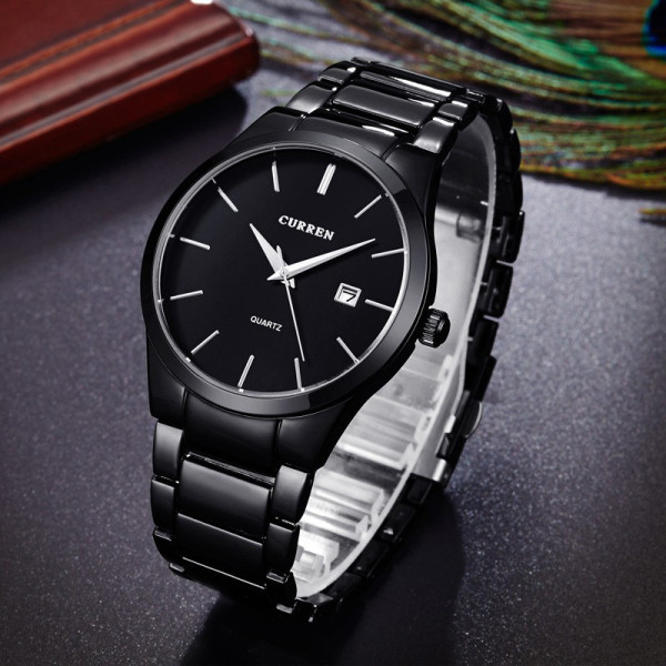 Мужские кварцевые часы Curren 8106 All Black из стали