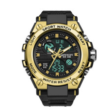 Чоловічий годинник Sanda 739 Black-Gold стрілково-електронний