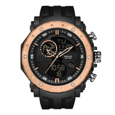 Чоловічий спортивний годинник Sanda 6012 Black-Cuprum з підсвічуванням 5 ATM