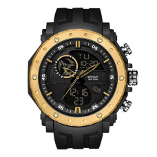 Чоловічий годинник Sanda 6012 Black-Gold стрілково-електронний 5 ATM