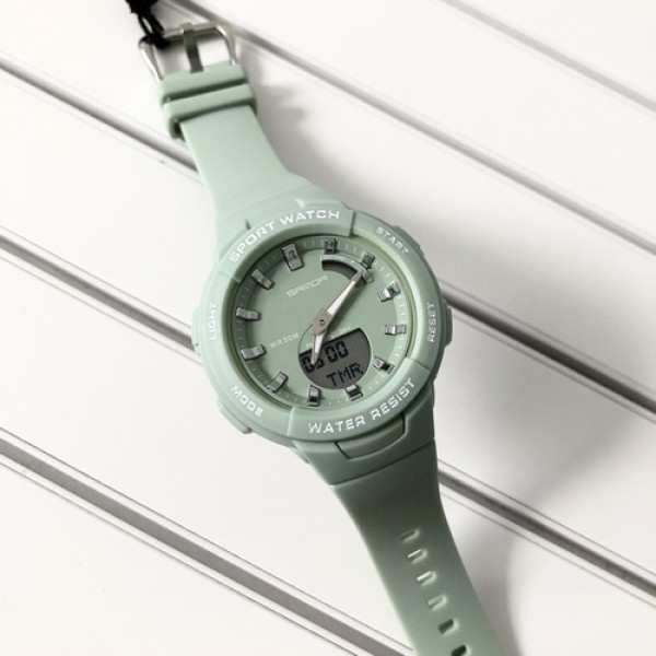 Женские спортивные часы Sanda 6005 Green с водозащитой 5 ATM