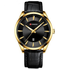 Чоловічий годинник Curren 8365 Black-Gold зі шкіряним ремінцем