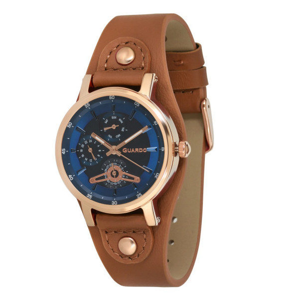 Женские часы Guardo 011265-5 Brown-Cuprum-Blue синий циферблат