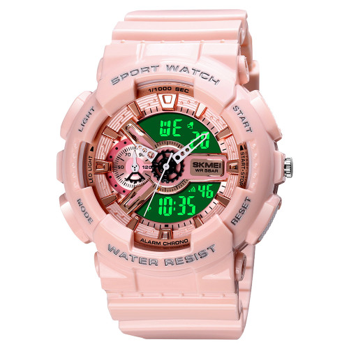 Жіночий годинник Skmei 1688 Pink-Cuprum спортивний з водозахистом 5 ATM