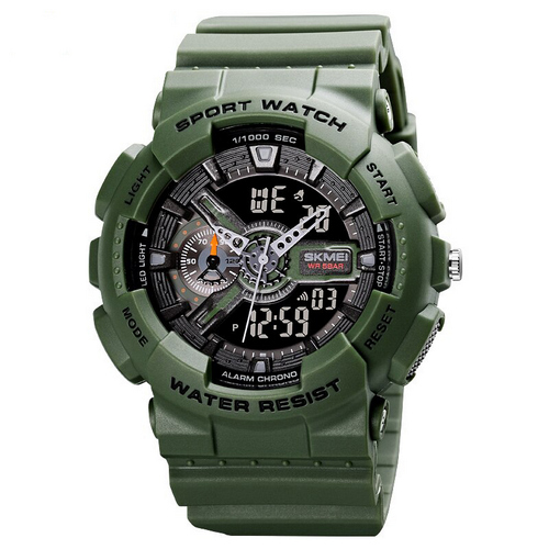 Чоловічий тактичний годинник Skmei 1688AG Army Green 5 ATM