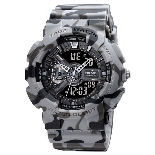 Чоловічий годинник Skmei 1688CMGY Camo Gray тактичний камуфляж 5 ATM