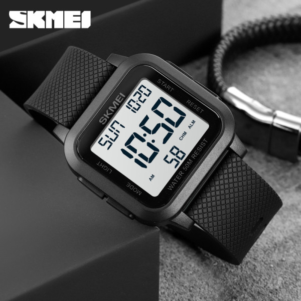 Чоловічий електронний годинник Skmei 1894 Black 5 ATM тактичний чорний