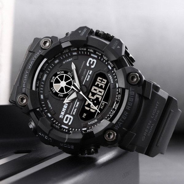 Тактичний чоловічий годинник Skmei 1818 Black з водозахистом 5 ATM